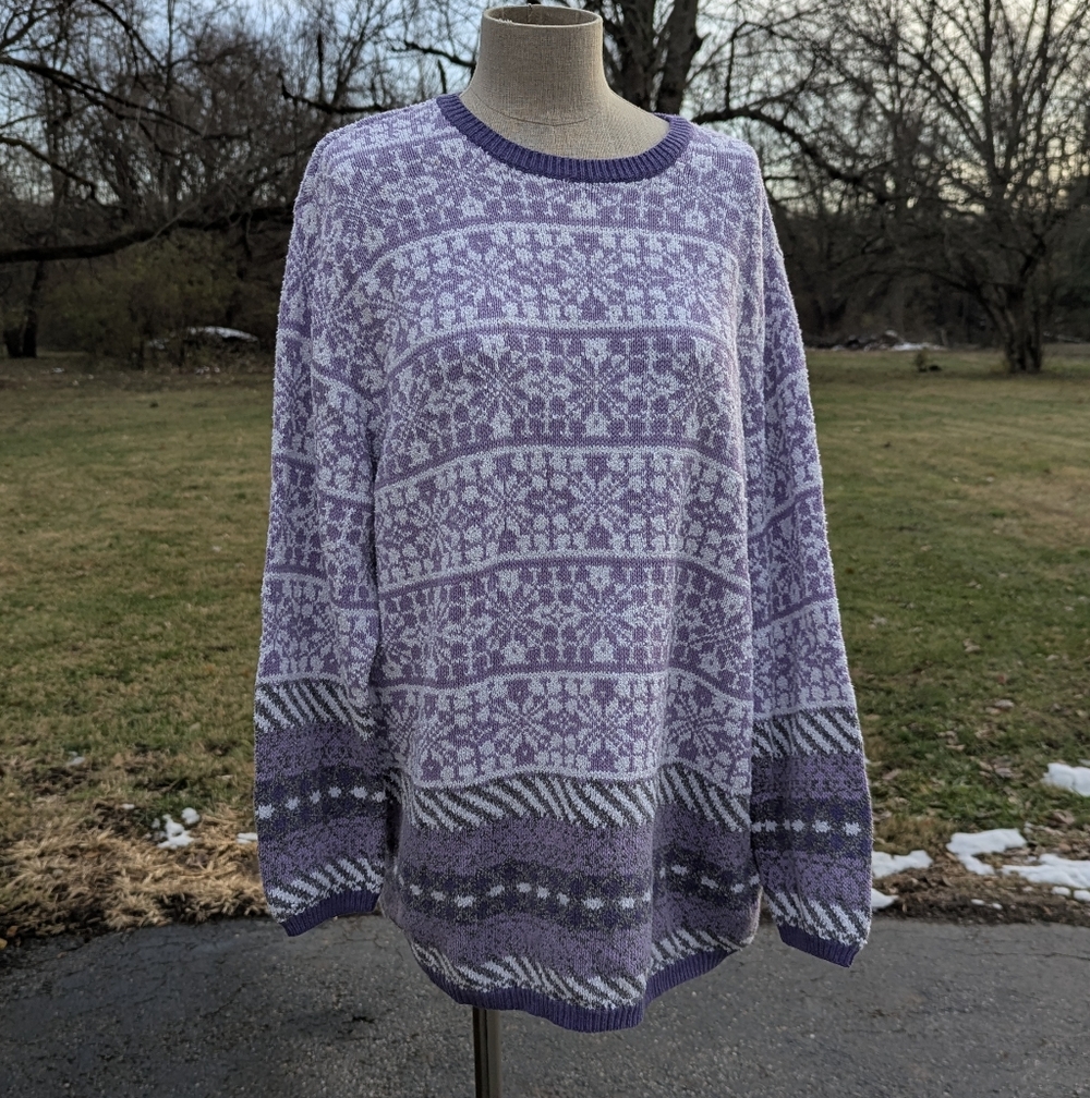 90s Vintage Liz Claiborne Purple Snowflake Sweater